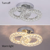 Crystal LED Ceiling Light Fixture, Modern 2-Ring Flush Mount Chandelier